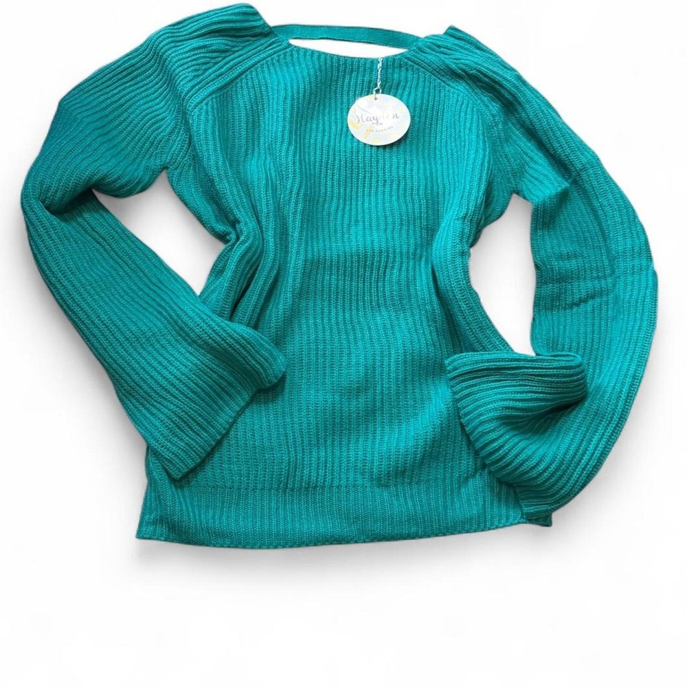 Hayden LA Teal Open Back Sweater, Women's Size M